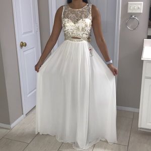 White & Gold Prom Dress